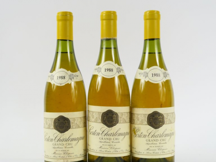 3 BOUTEILLES CORTON CHARLEMAGNE GC DOMAINE LOUIS CHAPUIS - 1988