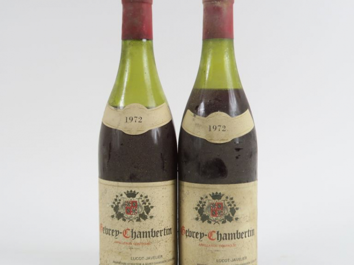2 BOUTEILLES GEVREY CHAMBERTIN LUCOT JAVELIER - 1972 - 5 CM/7 CM