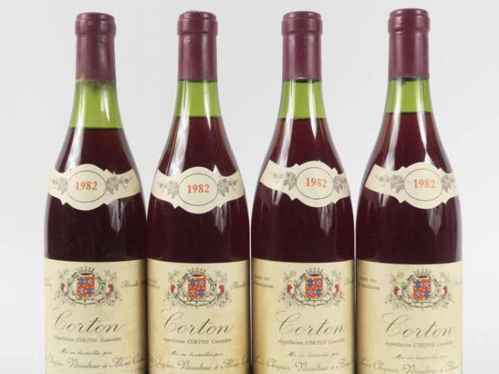 4 BOUTEILLES CORTON GC DOMAINE LOUIS CHAPUIS - 1982
