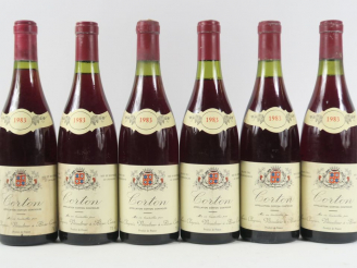 Vente aux enchères 6 BOUTEILLES CORTON GC DOMAINE LOUIS CHAPUIS - 1983