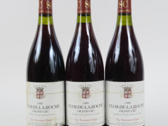 Vente aux enchères 3 BOUTEILLES CLOS DE LA ROCHE GC LE SAVOUR CLUB - 1988