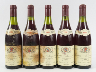Vente aux enchères 5 BOUTEILLES CORTON LANGUETTES DOMAINE MAURICE CHAPUIS - 1988 - 2 à 4 