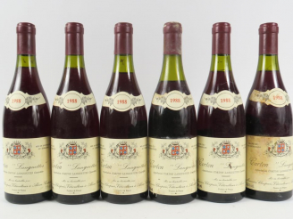 Vente aux enchères 6 BOUTEILLES CORTON LANGUETTES DOMAINE MAURICE CHAPUIS - 1988 - 1 à 4,