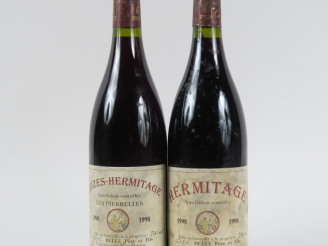 Vente aux enchères 2 BOUTEILLES BELLE   FILS 1998 : 1 HERMITAGE - 1 CROZES HERMITAGE