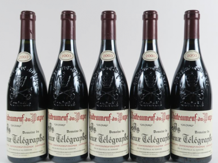 5 BOUTEILLES CHÂTEAUNEUF DU PAPE DOMAINE DU VIEUX TELEGRAPHE 'LA CRAU'