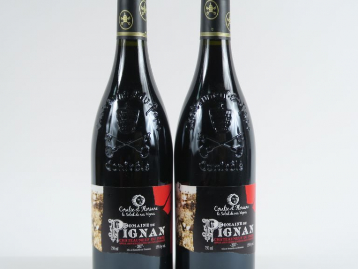 2 BOUTEILLES CHÂTEAUNEUF DU PAPE DOMAINE DE PIGNAN - 2007