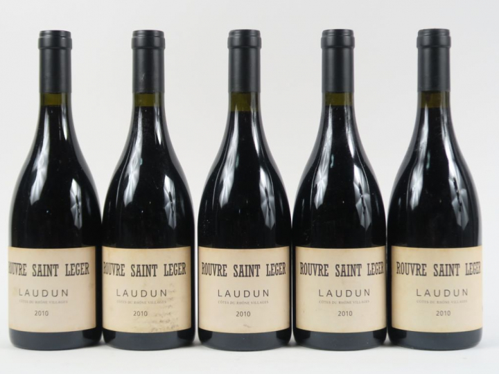 5 BOUTEILLES LAUDUN CÔTES DU RHÔNE ROUVRE ST LEGER - 2010