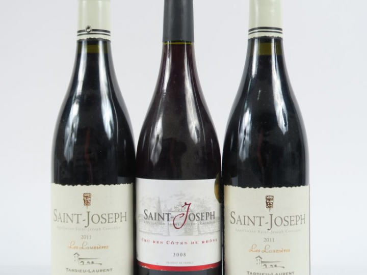 3 BOUTEILLES ST JOSEPH : 2 'LES LAUZIERES' TARDIEU LAURENT 2011 - 1 CO