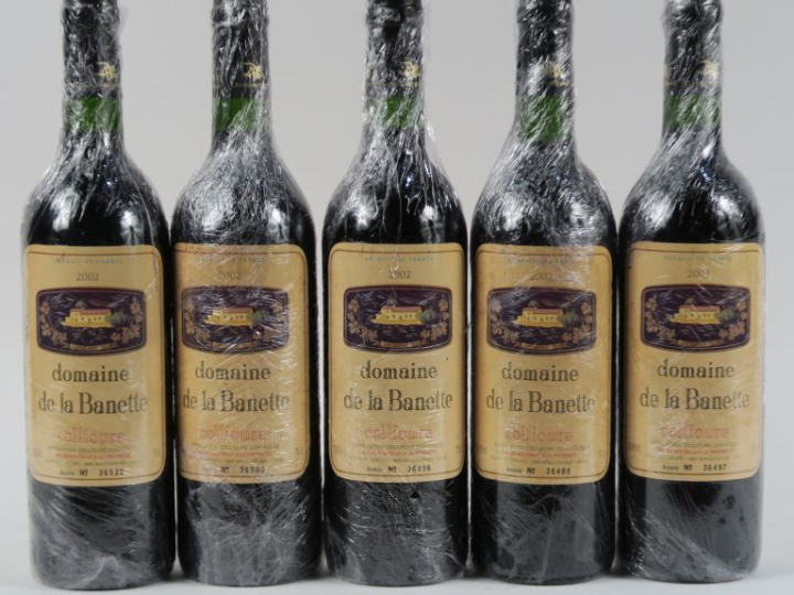 5 BOUTEILLES COLLIOURE DOMAINE DE LA BANETTE - 2002