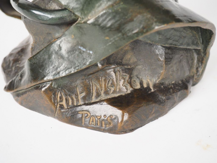 Antoine NELSON. "Allégorie de flore". Sculpture en bronze polychrome. 