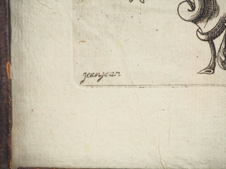 JEANJEAN. "Blason de Daniel Jean Gallo". Gravure XVIIIème signée en ba