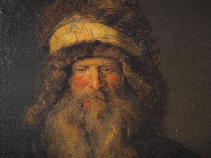Ecole du Nord XVIIIème. "Portrait d'homme à la barbe grise". Huile sur