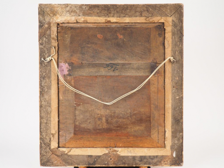 DIETRICH (entourage de). "Profil d'homme en armure". Huile sur sur pan