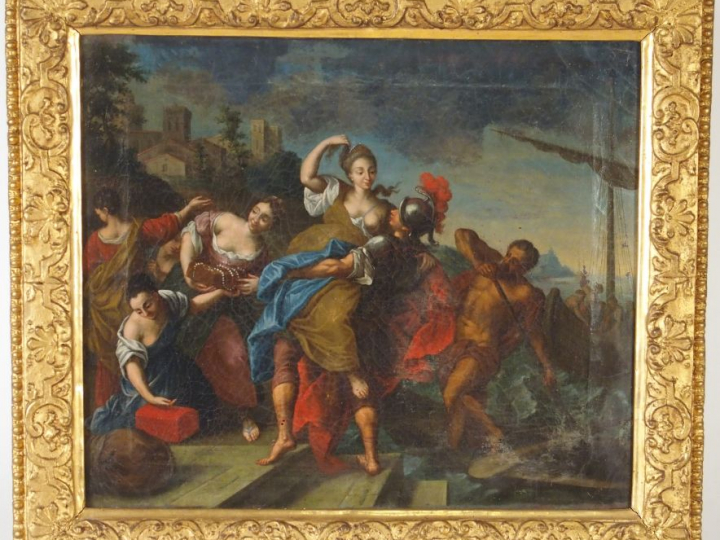 Ecole française XVIIème "Scènes mythologiques". Paire d'huiles sur toi