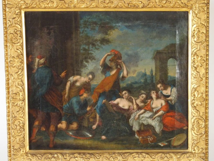 Ecole française XVIIème "Scènes mythologiques". Paire d'huiles sur toi