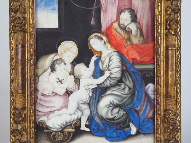 Ecole française dans le goût du XVIIème "La Sainte famille". Peinture 