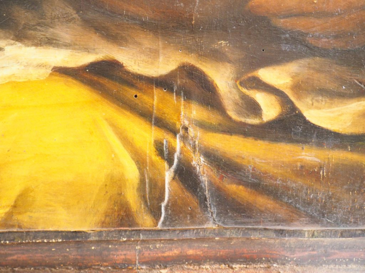 Ecole française fin XVIIIème - début XIXème. "Vierge à l'enfant". Huil