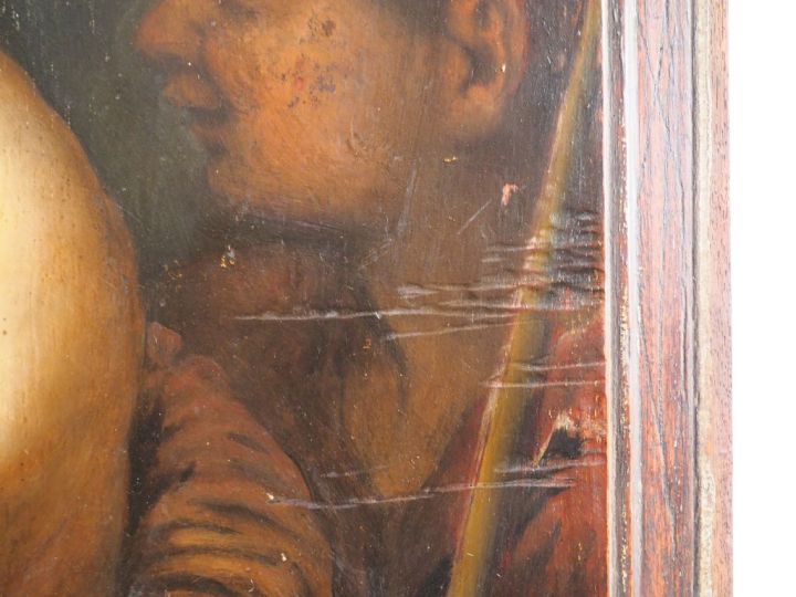 Ecole française fin XVIIIème - début XIXème. "Vierge à l'enfant". Huil