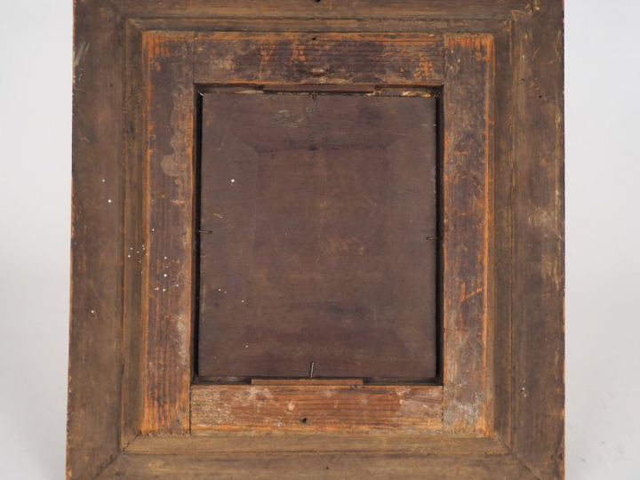 Ecole du Nord début XIXème. "Mère nourissant son enfant". Huile sur pa