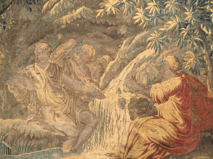 Tapisserie d'Aubusson XVIIIème à décor d'une scène mythologique. Dim. 