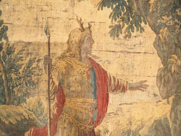 Tapisserie d'Aubusson XVIIIème à décor d'une scène mythologique. Dim. 