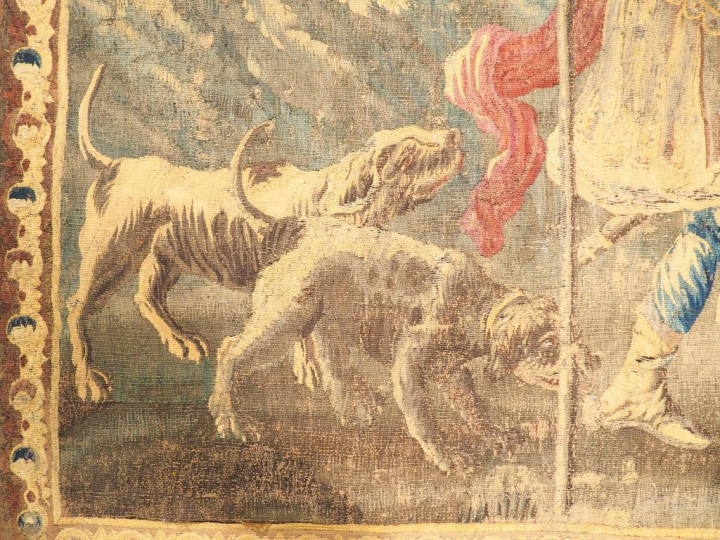 Tapisserie d'Aubusson XVIIIème à décor d'une scène mythologique. Dim. 