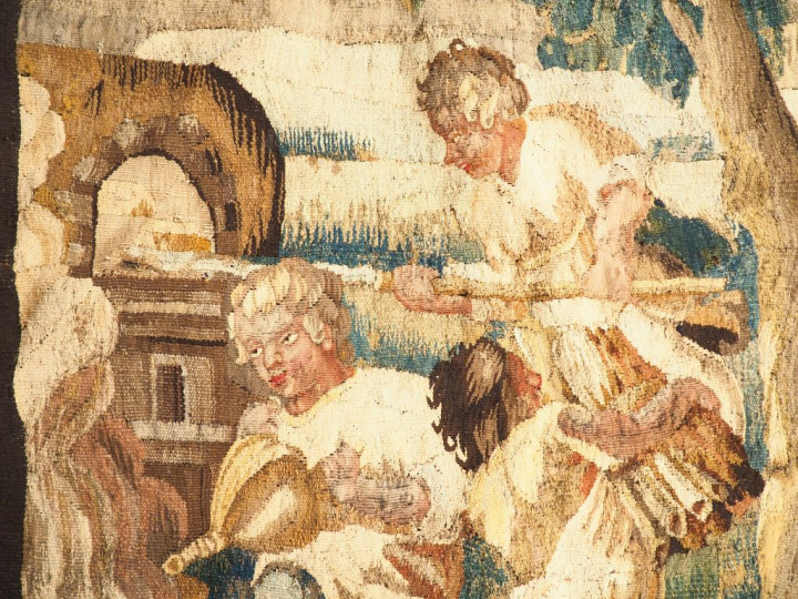 Tapisserie XVIIIème "le four à pain"  Dim. 238 x 156 cm   (restauratio