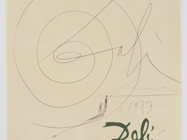Salvador DALI. "L'escargot". Dessin au stylo signé et daté 1973. Dim. 