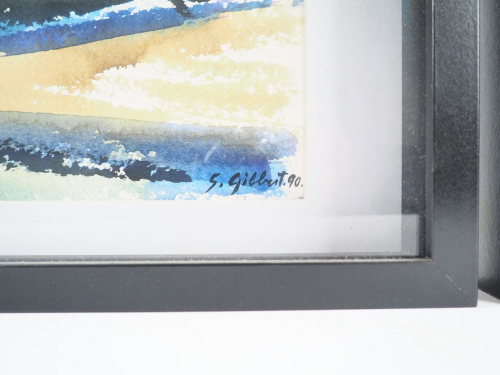 Stephen GILBERT. "Composition colorée". Suite de 2 aquarelles signées 