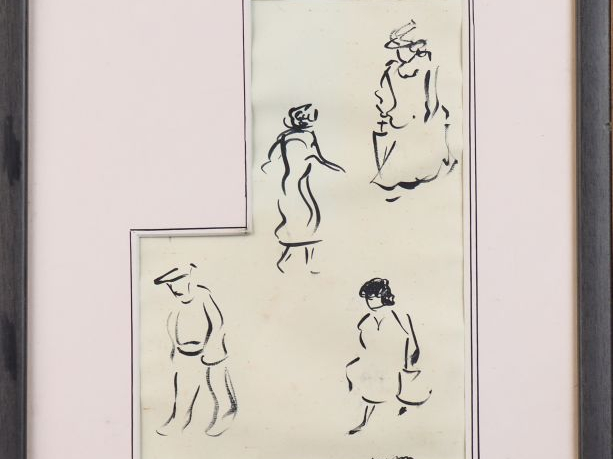 Albert MARQUET. "Etude de personnages". Dessin, signé en bas à droite.