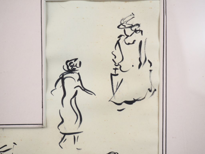 Albert MARQUET. "Etude de personnages". Dessin, signé en bas à droite.