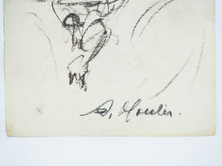 A. MOULIS. "Etudes de jeunes femmes". Dessins au crayon, signés en bas
