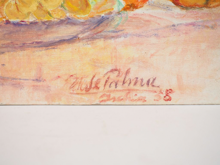 Ugo DE PALMA. "Ischia". Huile sur toile marouflée sur panneau, signée 