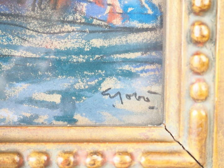 Ecole bretonne Xxème. "Marine". Pastel signé en bas à droite. Dim. 22,