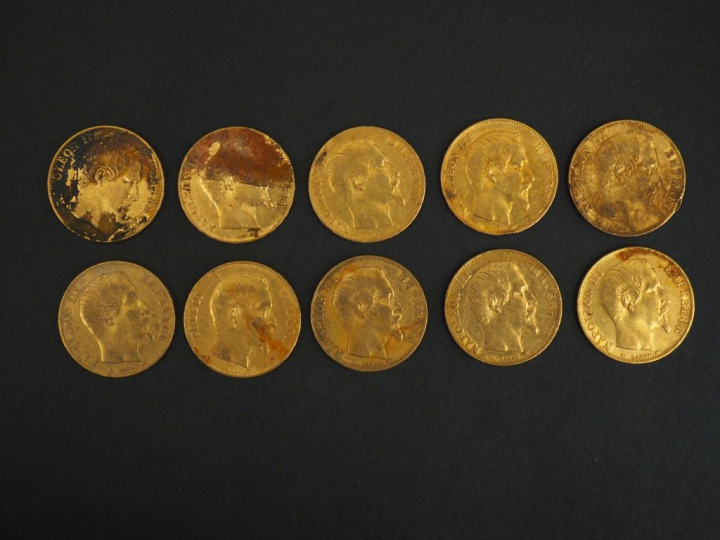 	Dix pièces de 20 francs or, 1854-A.  FRAIS ACHETEURS 5% TTC.