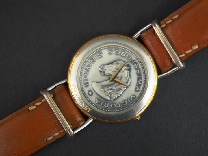 Emile PEQUIGNET Montre bracelet d’homme, boitier en acier chromé et do