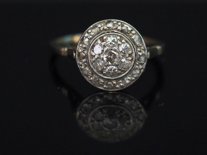 Bague en platine, sertie de petits diamants taillés en rose. TDD. 51 P