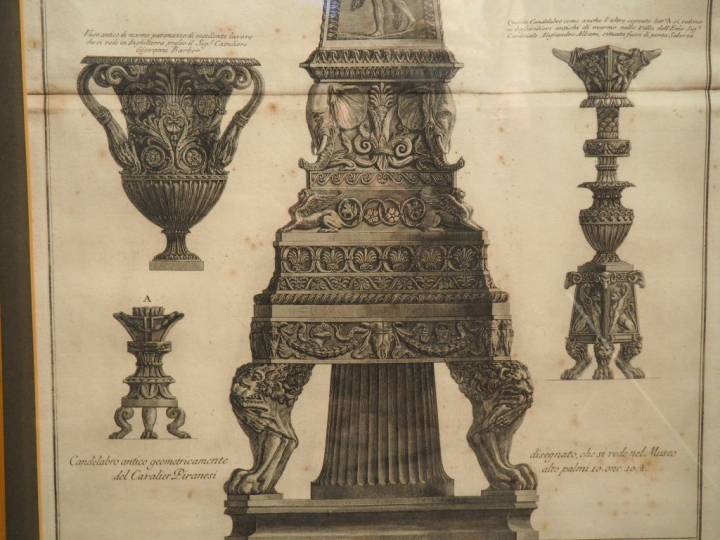 3 différentes gravures en noir d'après Piranèse. Dim. 71 x 36 cm. Dim.