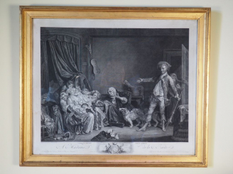 Vente aux enchères Paire de gravures en noir d'après Greuze "le gateau des rois" et "la m