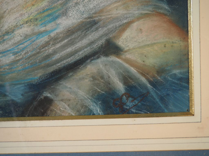 Ecole française début Xxème. 'Portrait de jeune femme aux yeux bleus'.