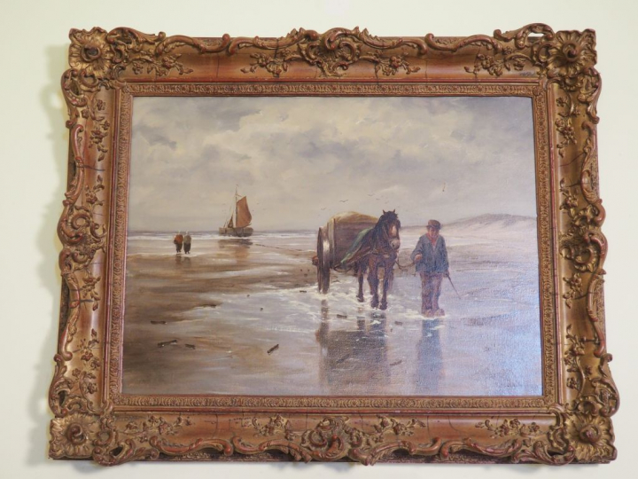 Ch. WOADEGBUERGH. 'Retour de pêche'.  Huile sur toile, signée en bas à