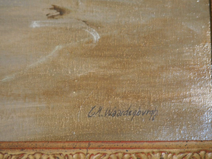 Ch. WOADEGBUERGH. 'Retour de pêche'.  Huile sur toile, signée en bas à