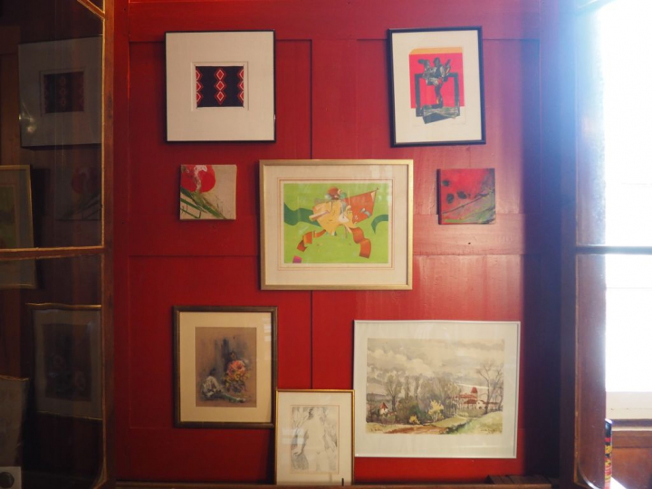 Ensemble de 3 lithographies, une aquarelle, un pastel, un dessin et de