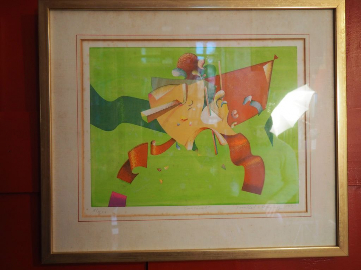 Ensemble de 3 lithographies, une aquarelle, un pastel, un dessin et de