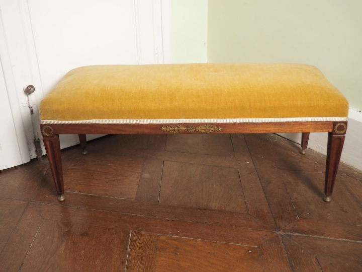 Banquette de style Empire en acajou et placage d'acajou garniture de v