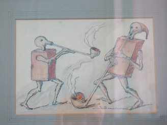 Vente aux enchères Un dessin, "les fumeurs d'opium" signé en bas à droite on y joint deux