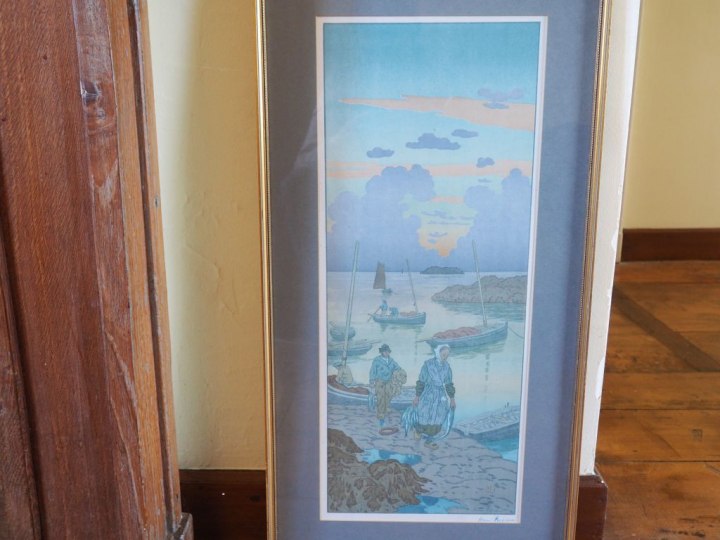 Lithographie d'après Henri RIVIERE.  'Retour de la pêche'.