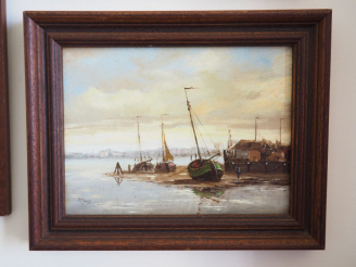 Vente aux enchères PETERS.  'Marine'. Huile sur toile signée en bas à gauche. Dim. 18 x 2