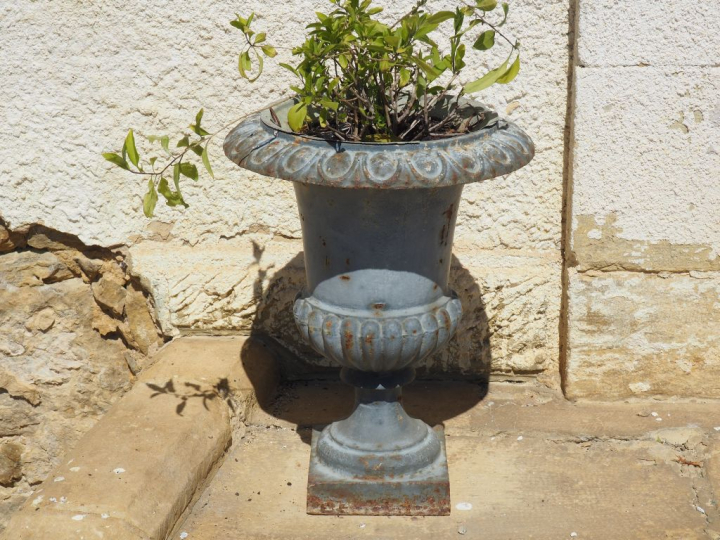 Paire de vases Medicis en fonte. Dim. 45 cm