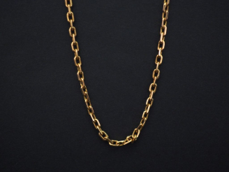 Vente aux enchères 	Collier articulé en or jaune, maille forçat. Long. 61 cm Poids. 16,63